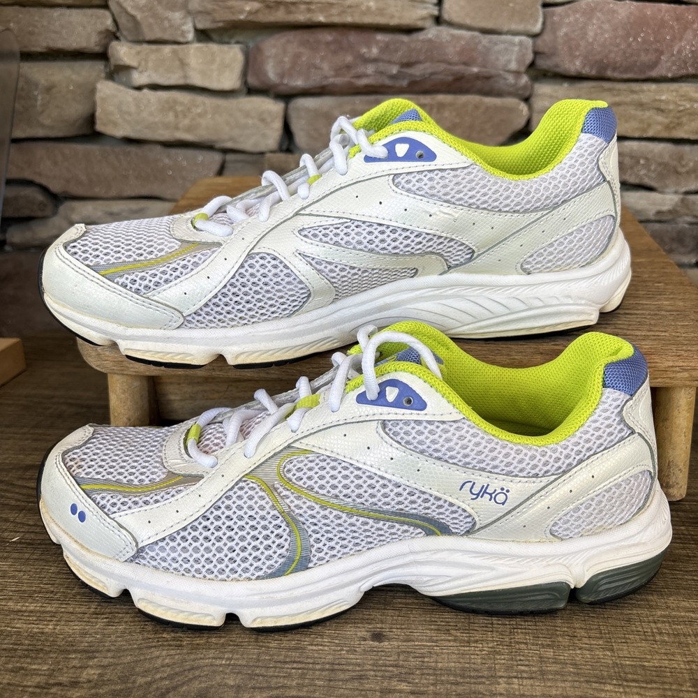 Ryka Women's Skylar  Stride Walking White W/ Blue Lime Accent Sneaker 8.5 Mesh - Picture 2 of 12